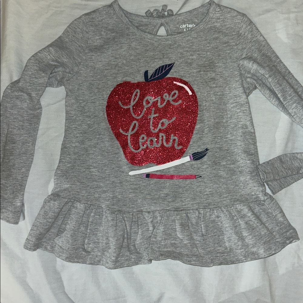 Girls Ruffle Bottom Top 4 100% Cotton Back To School Love To Learn